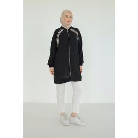 Armine 25YT409 Trend Önden Fermuarlı Biyeli Spor Siyah Tunik