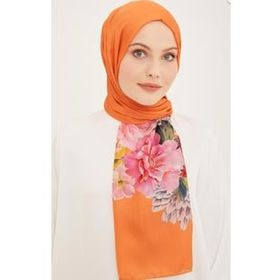 Armine 3611-13 Turuncu Çiçek Desen Şal