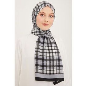 Armine 4713-01 Siyah Gri Ekose Desen Modal Şal