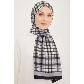 Armine 4713-01 Siyah Gri Ekose Desen Modal Şal