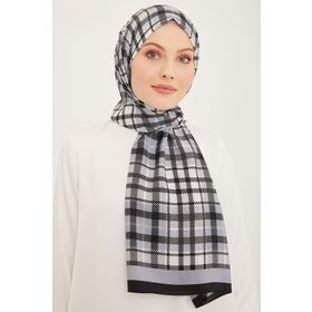 Armine 4713-01 Siyah Gri Ekose Desen Modal Şal