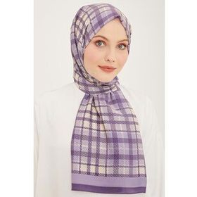 Armine 4713-07 Lila Krem Ekose Desen Şal