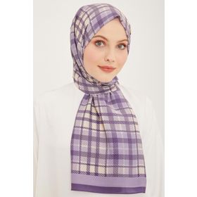 Armine 4713-07 Lila Krem Ekose Desen Şal