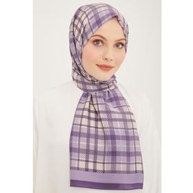 Armine 4713-07 Lila Krem Ekose Desen Şal
