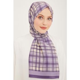 Armine 4713-07 Lila Krem Ekose Desen Şal