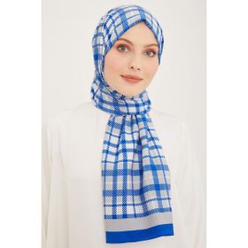 Armine 4713-18 Mavi Gri Ekose Desen Şal