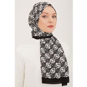 Armine 5763-01 Siyah Beyaz Şal