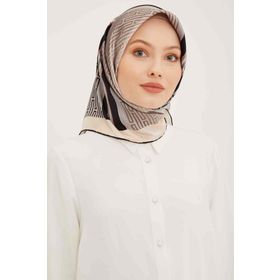Armine 6087-14 Soft Gri Desenli Eşarp