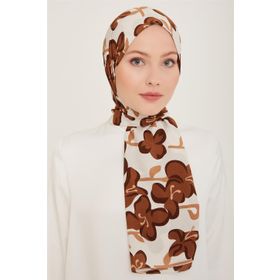 Armine 6348-03 Kahverengi Beyaz Şal