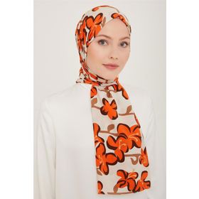 Armine 6348-04 Beyaz Turuncu Şal
