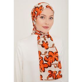 Armine 6348-04 Beyaz Turuncu Şal