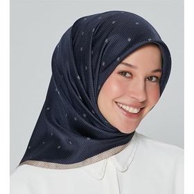 Armine 8259-09 Nostalji Lacivert Puantiye Desen Tivil İpek Eşarp