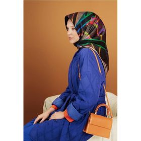 Armine 8843-07 Twill Füme Yeşil Mavi Mor Ipek Eşarp