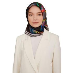 Armine 8843-07 Twill Füme Yeşil Mavi Mor Ipek Eşarp