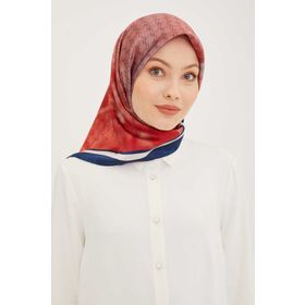 Armine 8906-35 Kırmızı Desenli Tivil İpek Eşarp