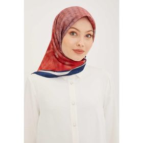 Armine 8906-35 Kırmızı Desenli Tivil İpek Eşarp