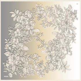 Armine 8938-21 Gümüş Sarı Çiçek Desenli Sura İpek Eşarp