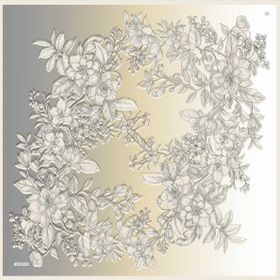 Armine 8938-21 Gümüş Sarı Çiçek Desenli Sura İpek Eşarp
