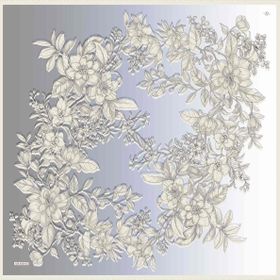 Armine 8938-21 Gümüş Sarı Çiçek Desenli Sura İpek Eşarp