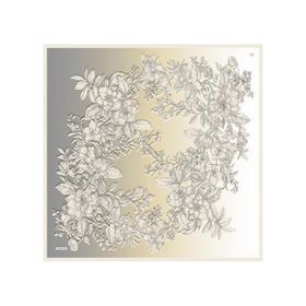 Armine 8938-21 Gümüş Sarı Çiçek Desenli Tivil İpek Eşarp