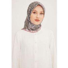 Armine 8947-06 Gri Desenli Sura İpek Eşarp
