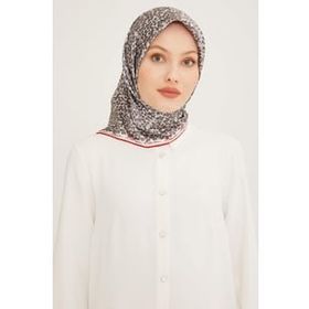 Armine 8947-06 Gri Desenli Sura İpek Eşarp