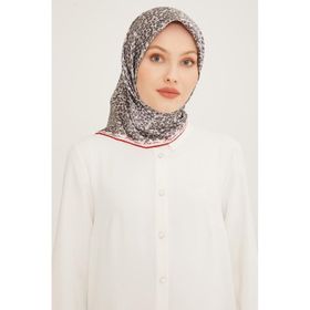 Armine 8947-06 Gri Desenli Sura İpek Eşarp