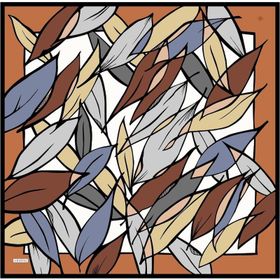 Armine 8957-31 Turuncu Desenli Sura İpek Eşarp