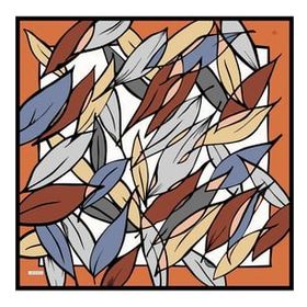 Armine 8957-31 Turuncu Desenli Sura İpek Eşarp