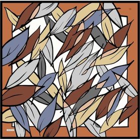 Armine 8957-31 Turuncu Desenli Sura İpek Eşarp