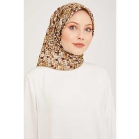 Armine 9004-42 Kahve Kare Desenli Eşarp