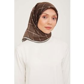 Armine 9029-52 Lacivert Ekose Desenli Sura İpek Eşarp