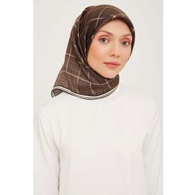Armine 9029-52 Lacivert Ekose Desenli Sura İpek Eşarp