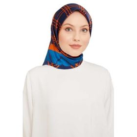 Armine 9040-06 Turuncu Desenli Tivil İpek Eşarp