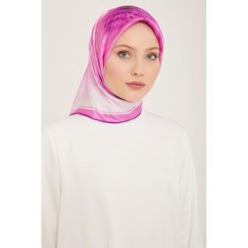 Armine 9100-04 Eflatun Çiçek Desen Tivil İpek Eşarp