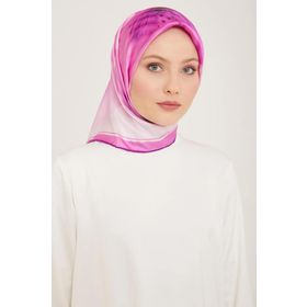 Armine 9100-04 Eflatun Çiçek Desen Tivil İpek Eşarp