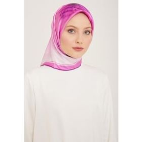 Armine 9100-04 Eflatun Çiçek Desen Tivil İpek Eşarp