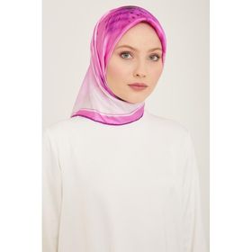 Armine 9100-04 Eflatun Çiçek Desen Tivil İpek Eşarp