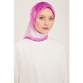 Armine 9100-04 Eflatun Çiçek Desen Tivil İpek Eşarp