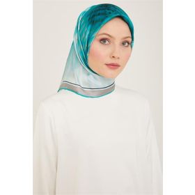 Armine 9100-34 Su Yeşil Çiçek Desen Sura İpek Eşarp