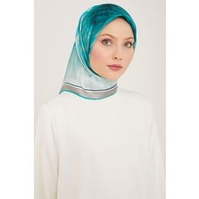 Armine 9100-34 Su Yeşil Çiçek Desen Sura İpek Eşarp
