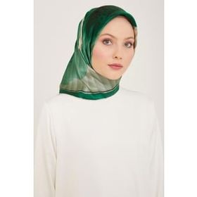 Armine 9100-85 Zümrüt Yeşil Çiçek Desen Tivil İpek Eşarp