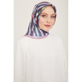 Armine 9101-61 Mor Çizgi Desen Tivil İpek Eşarp