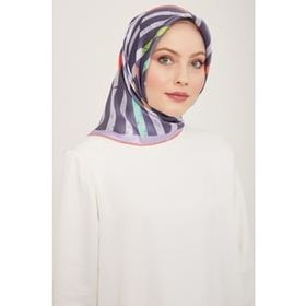 Armine 9101-61 Mor Çizgi Desen Tivil İpek Eşarp