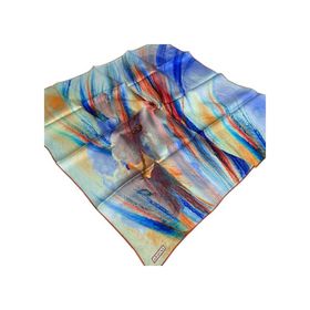 Armine 9102-03 Mavi-kırmızı Batik Desen Tivil İpek Eşarp