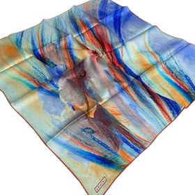 Armine 9102-03 Mavi-kırmızı Batik Desen Tivil İpek Eşarp