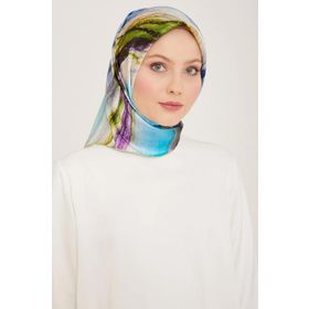 Armine 9102-33 Mavi-mor Batik Desen Tivil İpek Eşarp