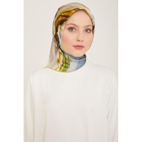 Armine 9102-36 Gri-Hardal Batik Desen Tivil İpek Eşarp