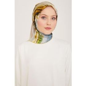 Armine 9102-36 Gri-Hardal Batik Desen Tivil İpek Eşarp