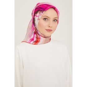 Armine 9102-52 Mercan-Mor Batik Desen Tivil İpek Eşarp